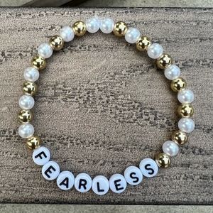 Fearless White & Gold Bead Friendship Bracelet OSFM New